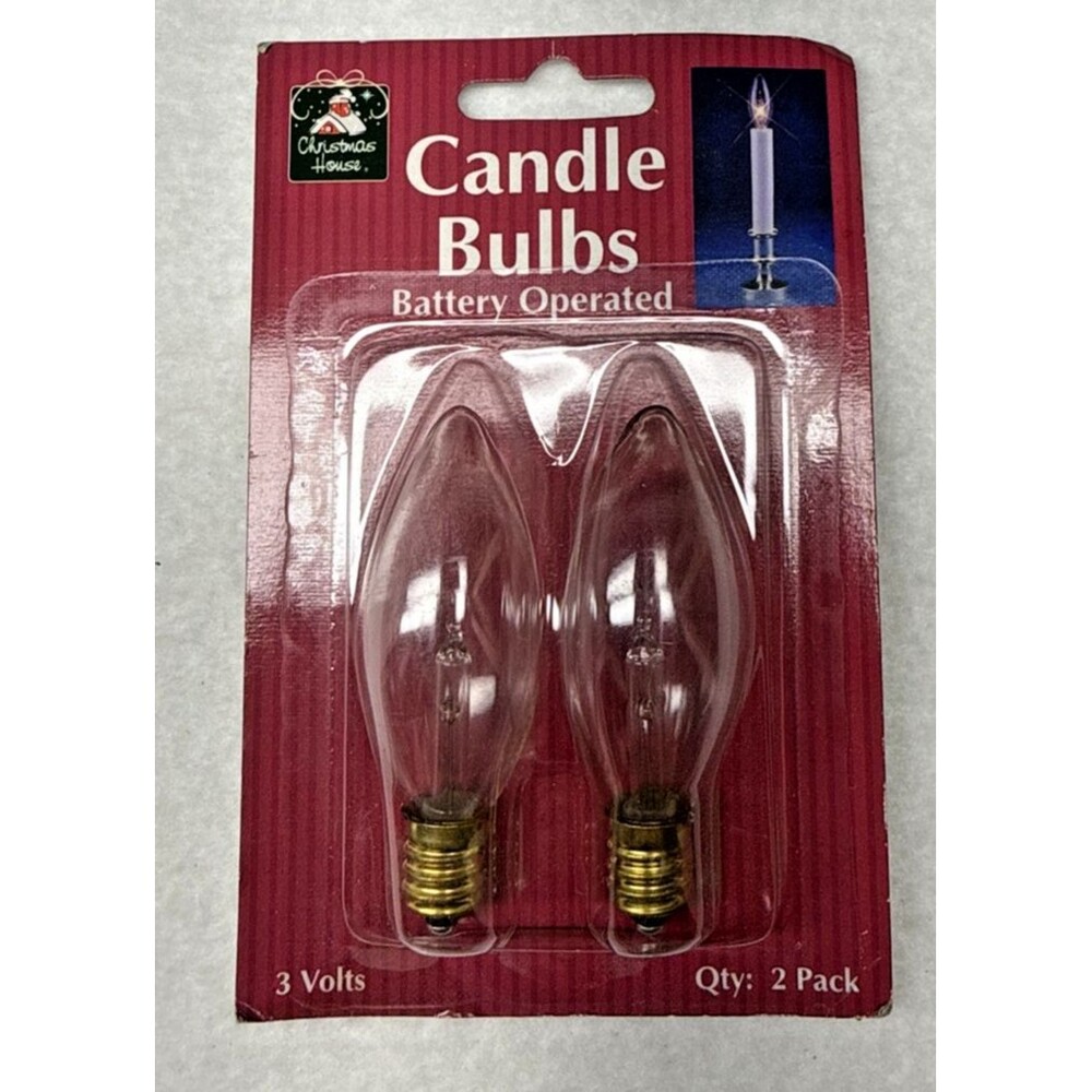 Christmas House Battery Operated Candle Bulbs 3 Volt 2 Pack Replacement Lights